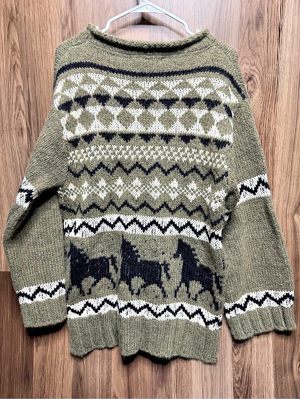 Altar’d State Horse Fair Isle Sweater Women’s XS Olive Green Western Equestrian